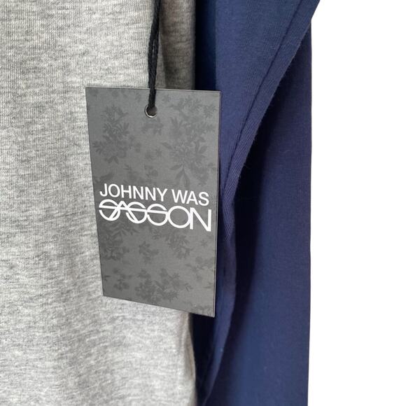 Johnny Was Sasson Baseball Raglan NWTs T-Shirt size small Blue Gray - Picture 5 of 11